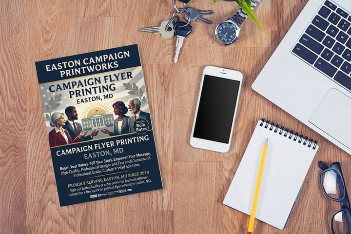 Political flyers printed by 4OVER4 handed out at a community event