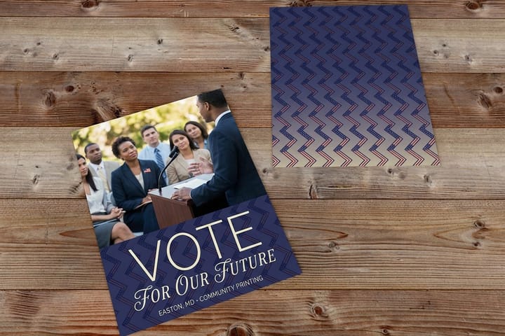 Political postcards printed by 4OVER4 addressed for a direct mail drop