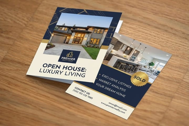 Real Estate Brochures from 4OVER4, part of a realtor open-house print kit