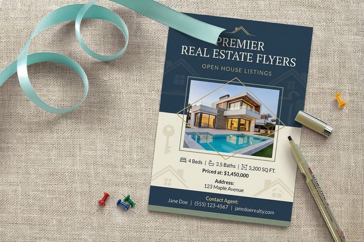 Real Estate Flyers from 4OVER4, part of a realtor open-house print kit