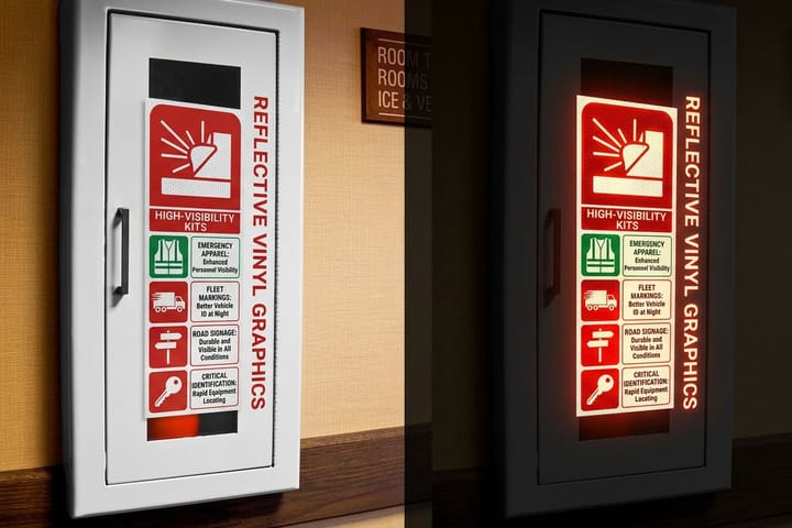 Reflective vinyl graphics printed by 4OVER4 in full color on 4mil reflective film for fleet and equipment marking
