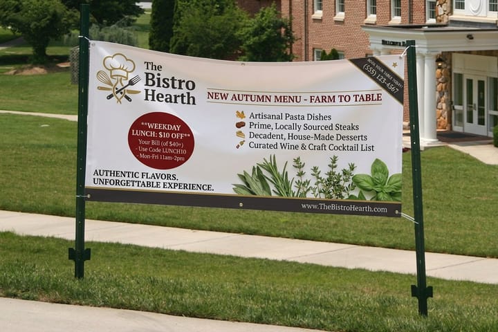 Restaurant Banners printed by 4OVER4