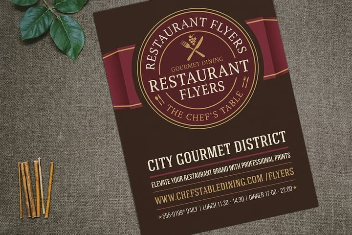 Restaurant Flyers from 4OVER4, part of a restaurant opening print bundle