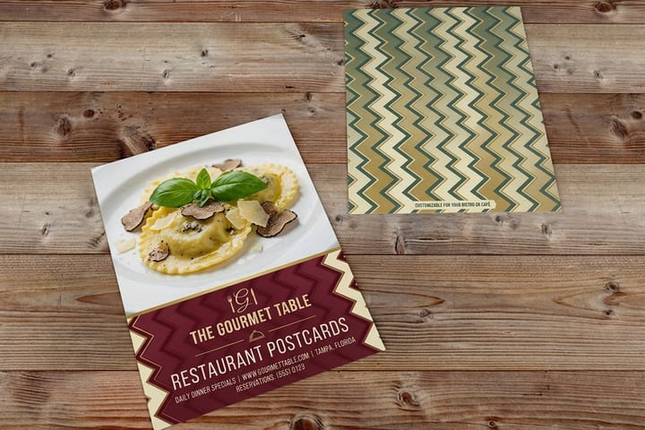 Restaurant Postcards printed by 4OVER4