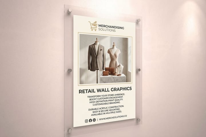 Retail wall graphics printed by 4OVER4 branding an interior store wall