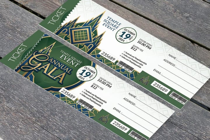 Square event tickets printed by 4OVER4 in full color
