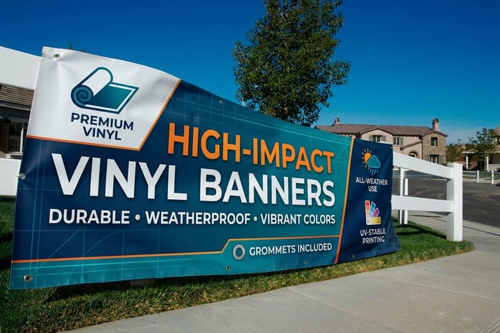 Vinyl Banners from 4OVER4, part of a realtor open-house print kit