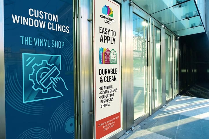 Vinyl window clings printed by 4OVER4 on a brewery taproom window