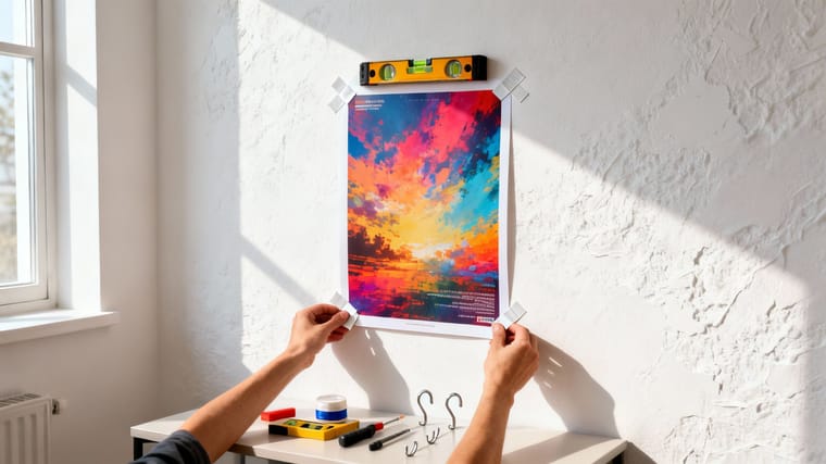 How to put a poster on a wall, poster printed by 4OVER4