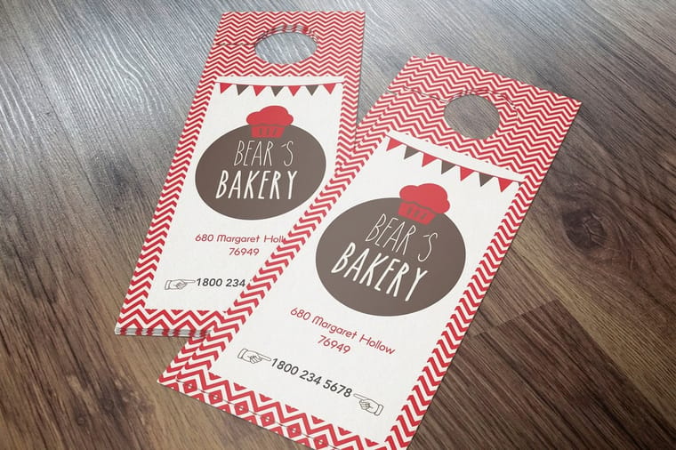 Door hanger printed by 4OVER4 on thick gloss cover stock