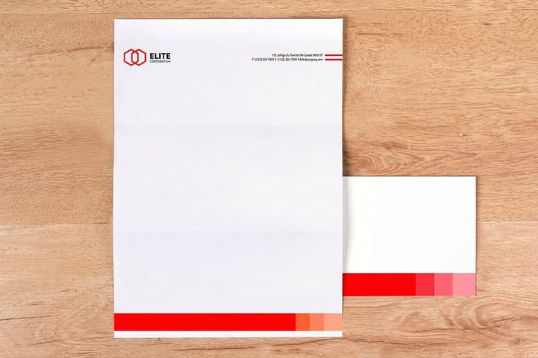 Standard letterhead printed by 4OVER4 with a corporate header set across the top margin