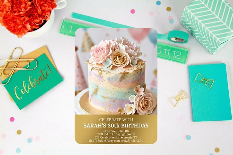 Custom birthday invitation card printed by 4OVER4