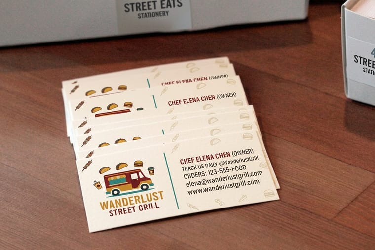 Food truck business cards from 4OVER4, the schedule piece that travels in every customer's wallet