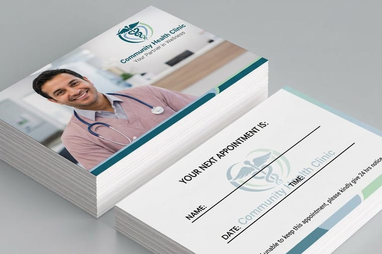 Medical appointment card from the chiropractor client-winning print lineup