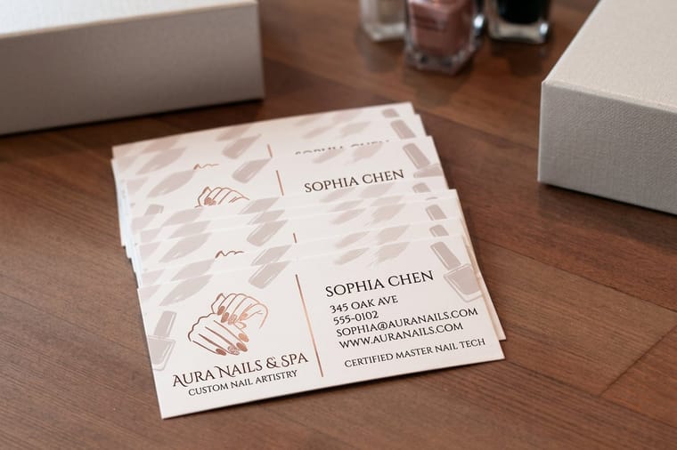 Nail bar print set from 4OVER4 led by nail tech business cards