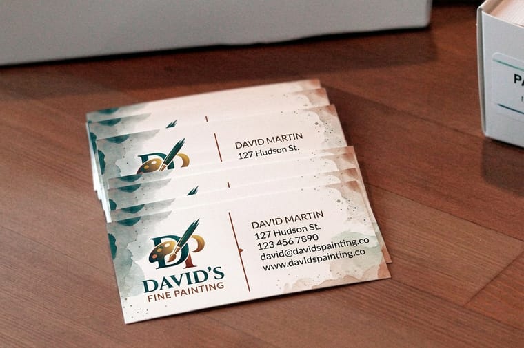 Painting business cards, part of the painter lead-gen print set from 4OVER4