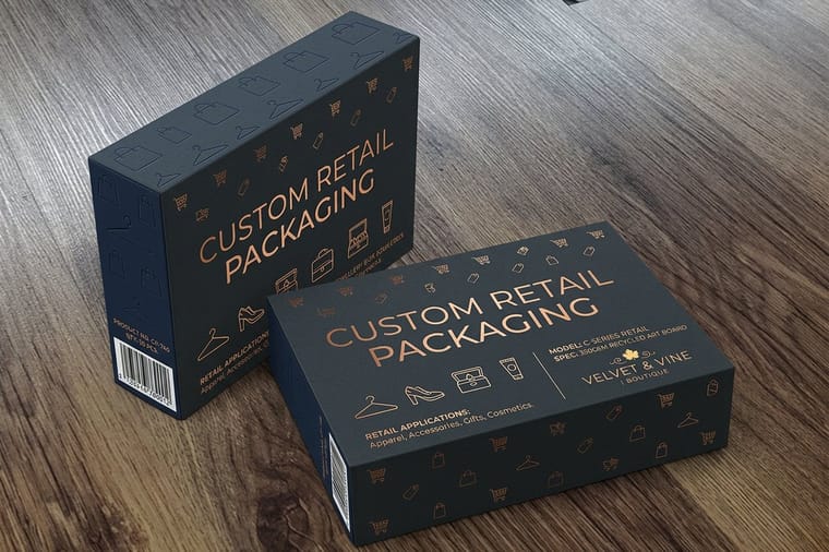 Printed retail boxes from 4OVER4, the packaging heart of a gift shop client-winning kit