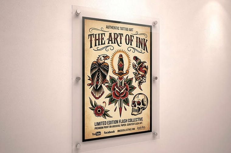 Tattoo studio starter pack from 4OVER4 led by a flash poster