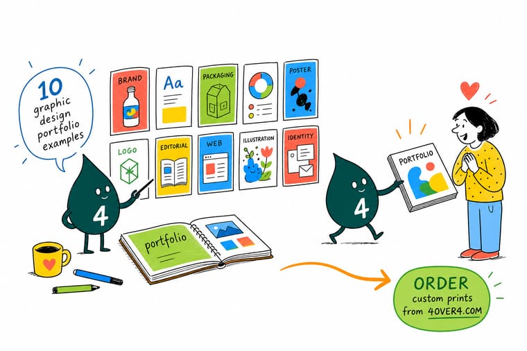 Wally from 4OVER4 turning a designer's projects into a premium printed portfolio booklet