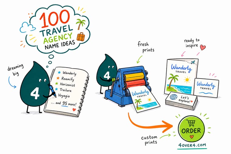 Wally from 4OVER4 helping a new travel agency pick a name and print it on travel agent business cards