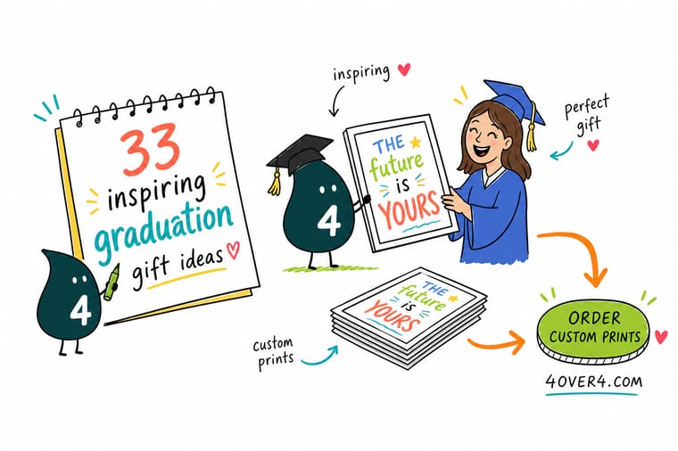 Wally from 4OVER4 helping a family pick a personalized graduation gift and print it in time