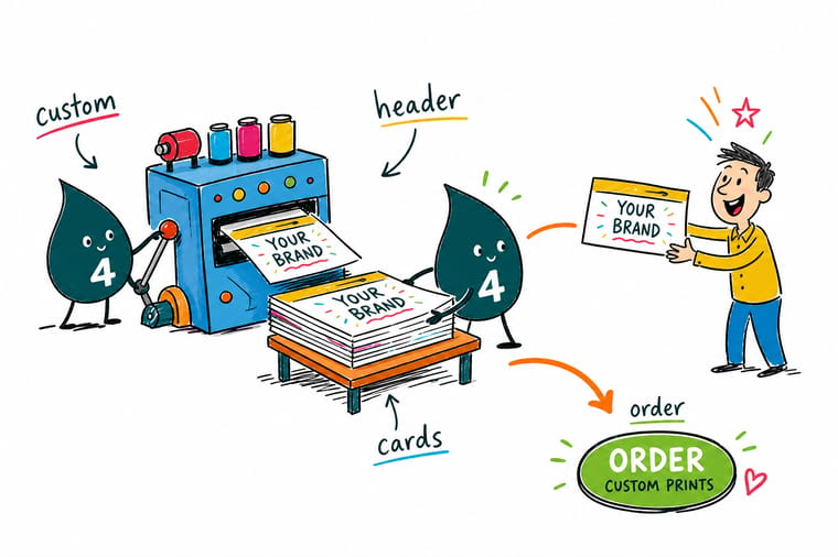 Wally from 4OVER4 turning a plain poly bag into a branded header card package on a retail shelf