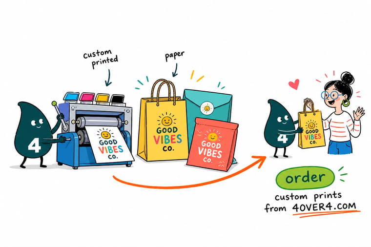 Wally from 4OVER4 measuring a product and sizing a printed paper bag and mailer around it