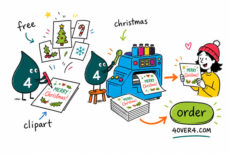 Wally from 4OVER4 checking a downloaded Christmas vector file for license, resolution and color before it goes to print