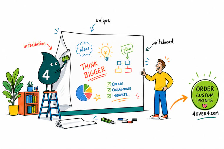 Wally from 4OVER4 turning a blank wall into a branded, reusable dry erase writing surface