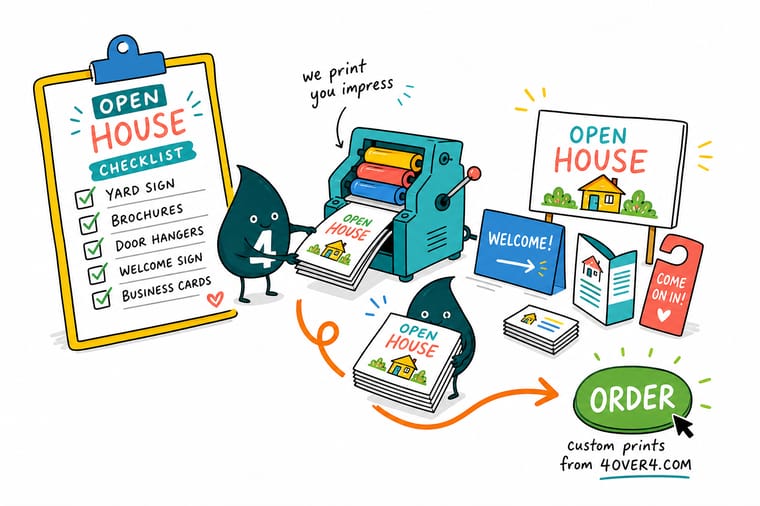 Wally from 4OVER4 setting out open house signage, flyers, and postcards along the route to a listing
