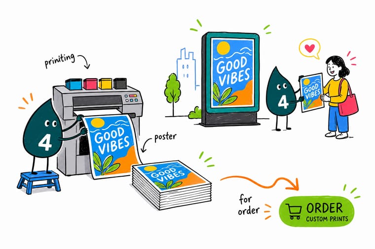 Wally from 4OVER4 designing a bold mupi poster with one image, one headline, and one call to action