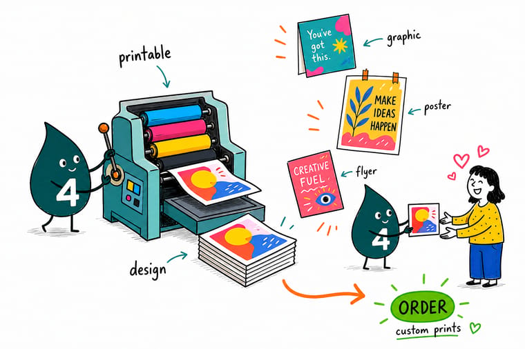 Wally from 4OVER4 pinning up design inspiration and turning it into a printed card, poster and flyer