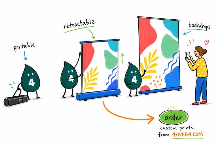 Wally from 4OVER4 popping up a retractable backdrop stand in seconds and carrying it to the next event