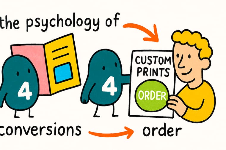 Wally, the 4OVER4 mascot with a 4, holding a long form in one hand and a three field card in the other while a customer steps over a line toward the short one