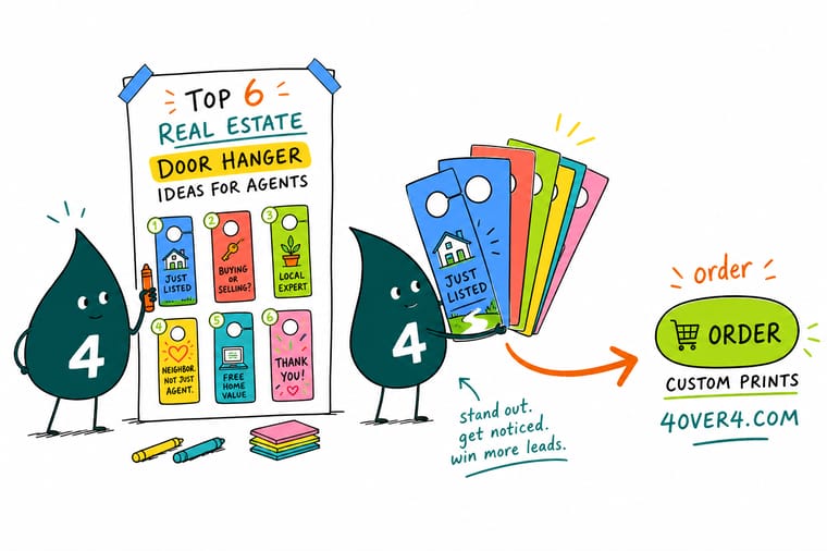 Wally from 4OVER4 hanging a just-sold real estate door hanger while farming a neighborhood for an agent