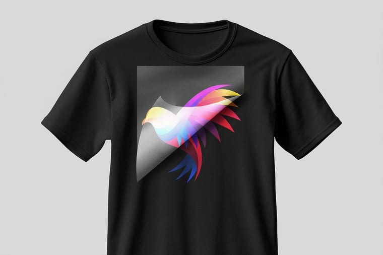 Heat activated transfer film printed by 4OVER4 ready to press onto fabric