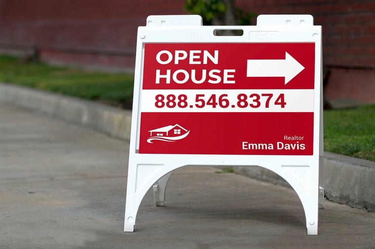 Double sided A-frame market sign printed by 4OVER4