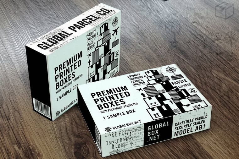 Custom shipping box from 4OVER4 measured for length, width, and height