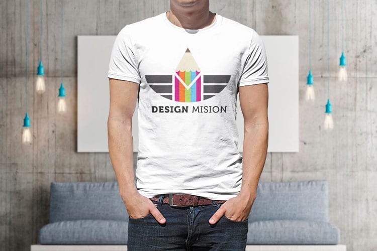 Custom branded t-shirt, mug and stickers printed by 4OVER4