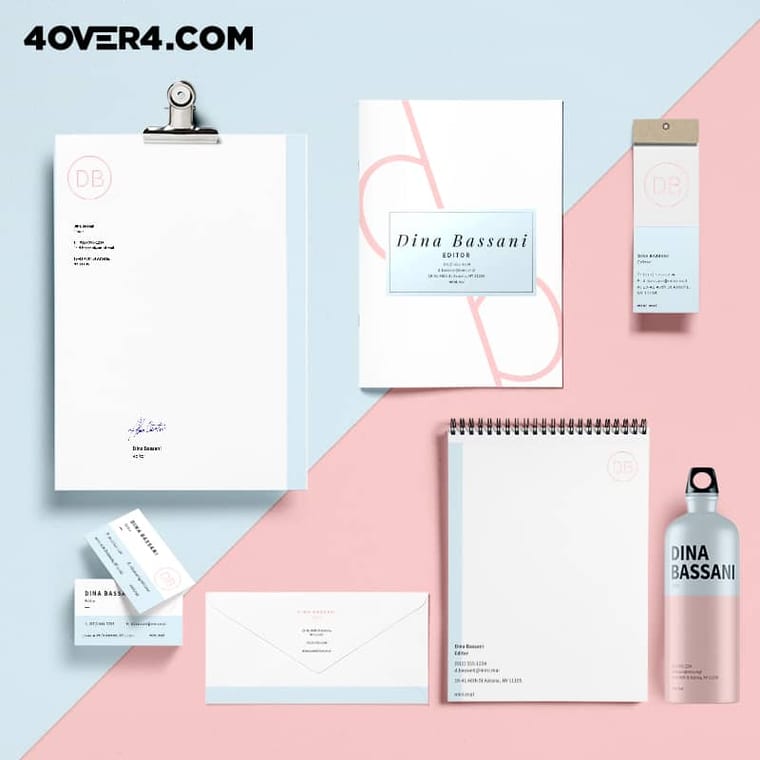 Minimal brand identity design on premium print by 4OVER4.COM