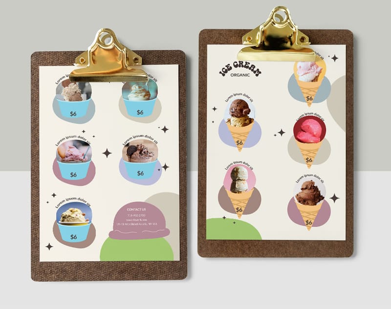 Ice Cream Menu