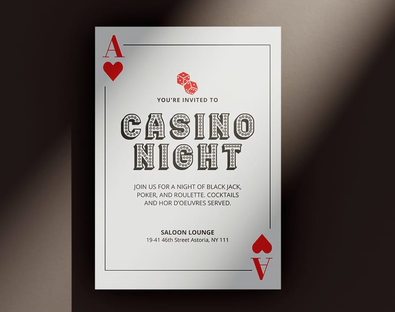Casino Night Flat invitation