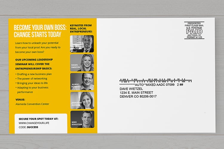 How to address a postcard - direct mail postcard 2 by 4OVER4.COM