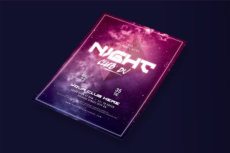 where to print flyers - Club flyers 1 by 4OVER4.COM