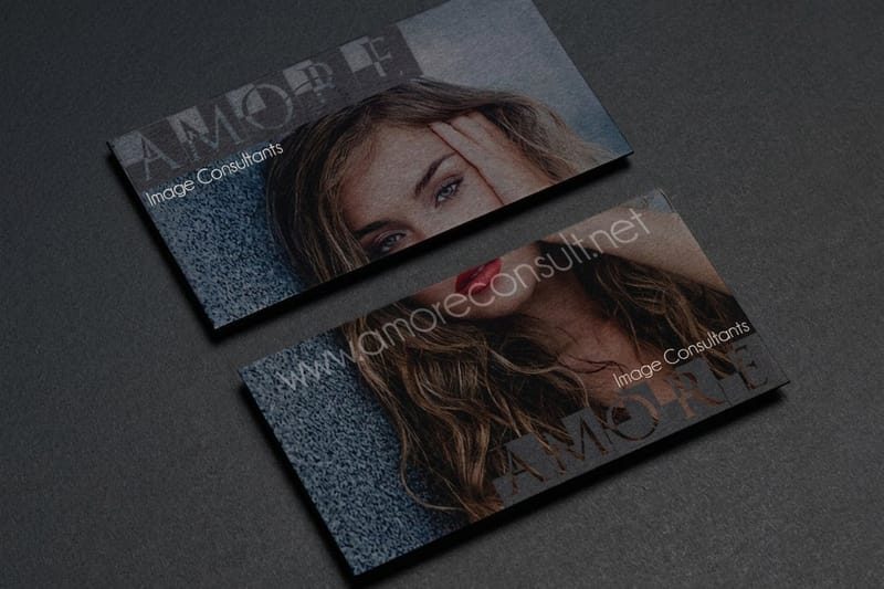 Black business cards printed by 4OVER4.COM