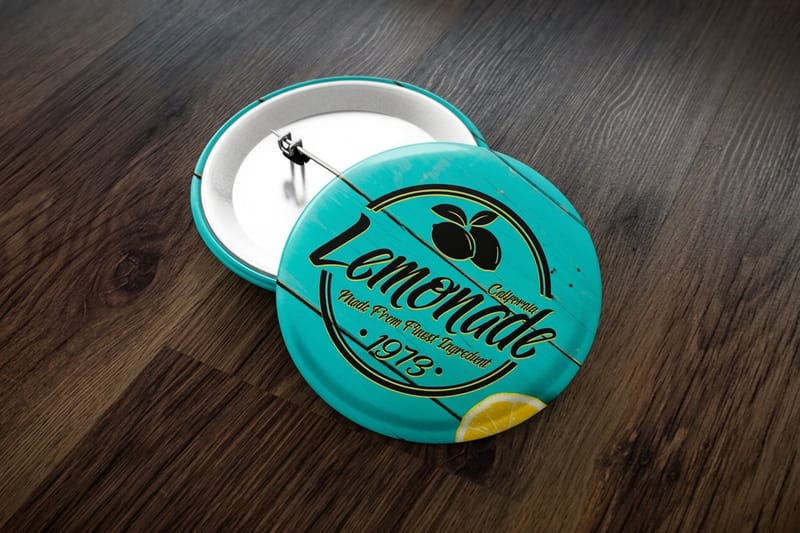 Bold high-contrast button design printed by 4OVER4