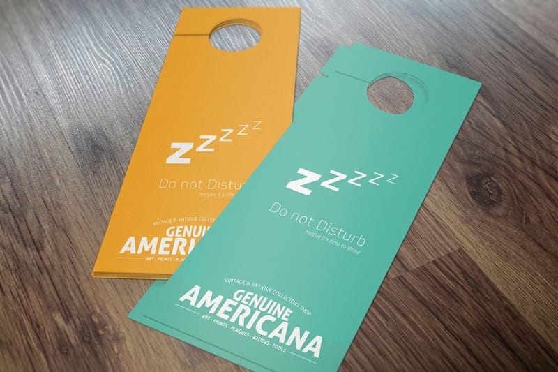 Full-color door hanger printed by 4OVER4 on thick gloss cover stock