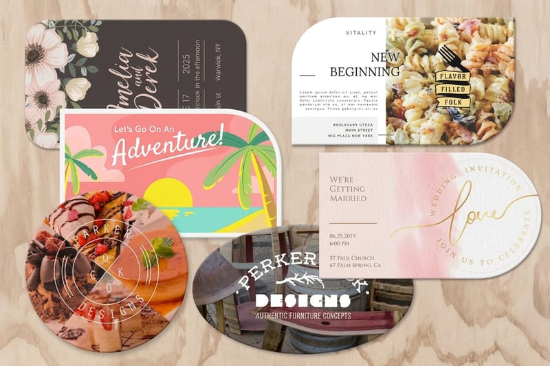 Die-cut postcards