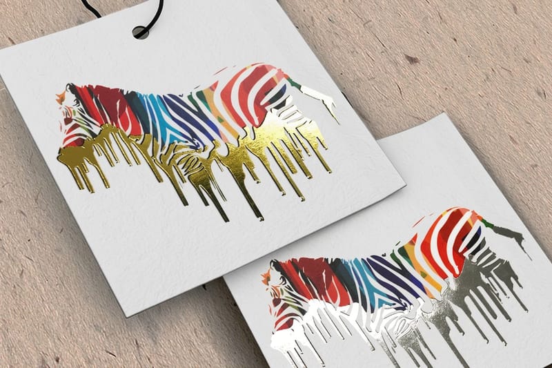 Metallic foil hangtags