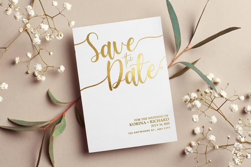 Metallic save the dates